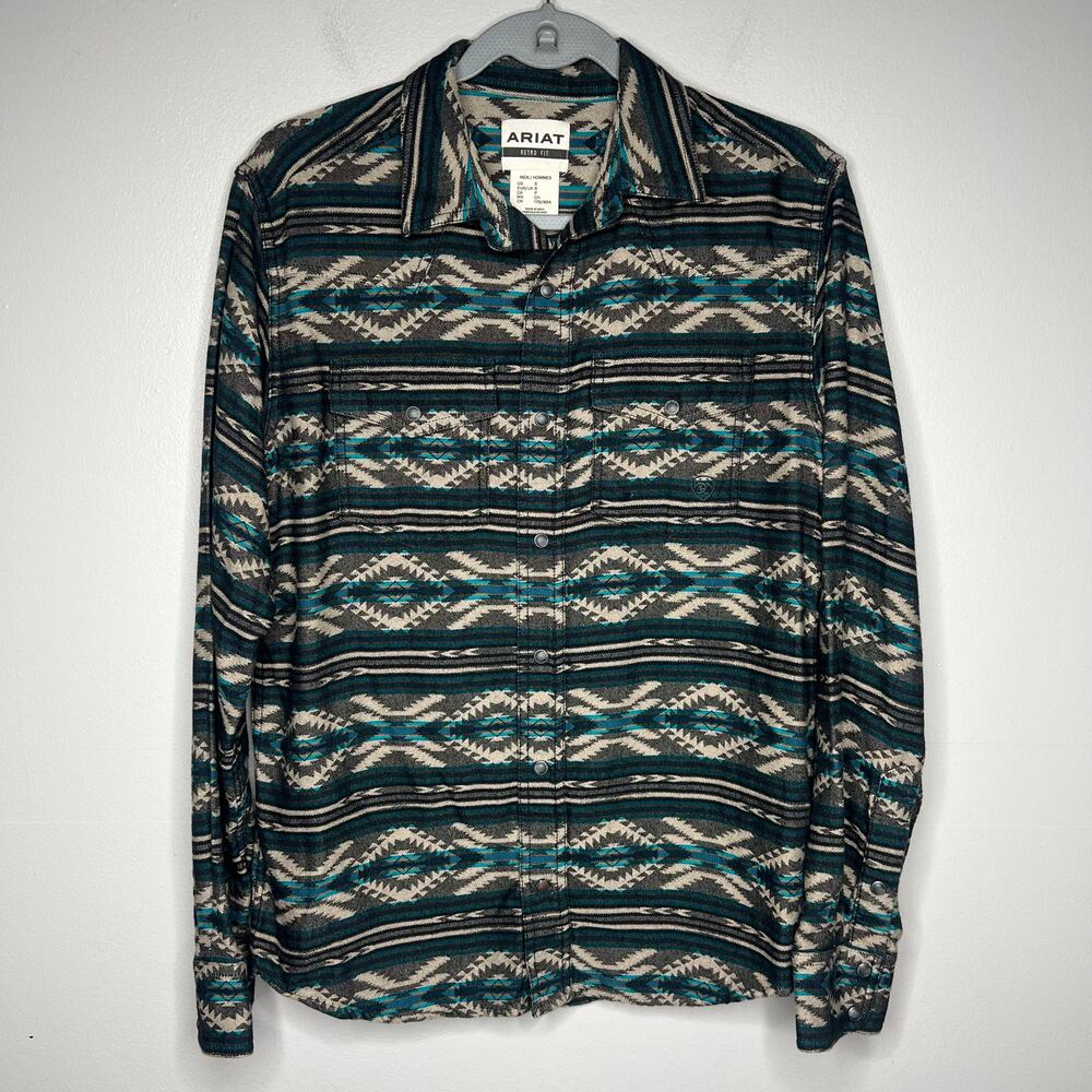 Ariat Men's Harper Retro Fit Peral Snap Western Long Sleeve Shirt Size S Aztec